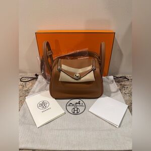 HERMES MINI LINDY ELECTRUM SWIFT CALFSKIN 37 GOLD. TWO TONED HARDWARE 2025